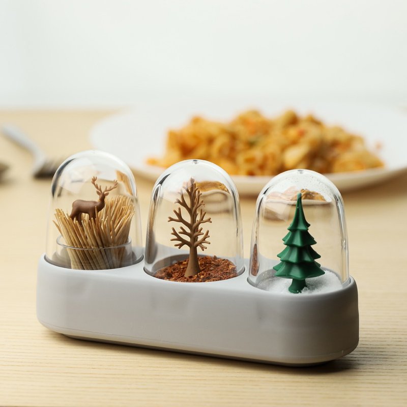 QUALY Walking in the Forest-Toothpick Seasoning Jar Set - Food Storage - Eco-Friendly Materials White