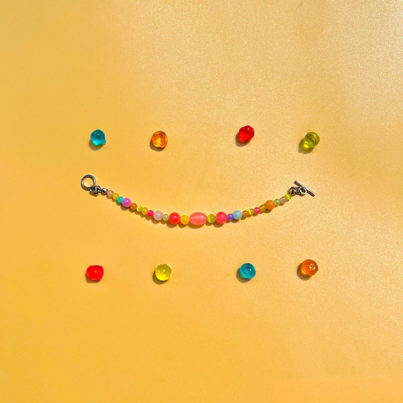 Bracelet Bubblegum • Semi-precious Stones • Handmade Colorful Summer Bracelet - 手鍊/手環 - 不鏽鋼 多色