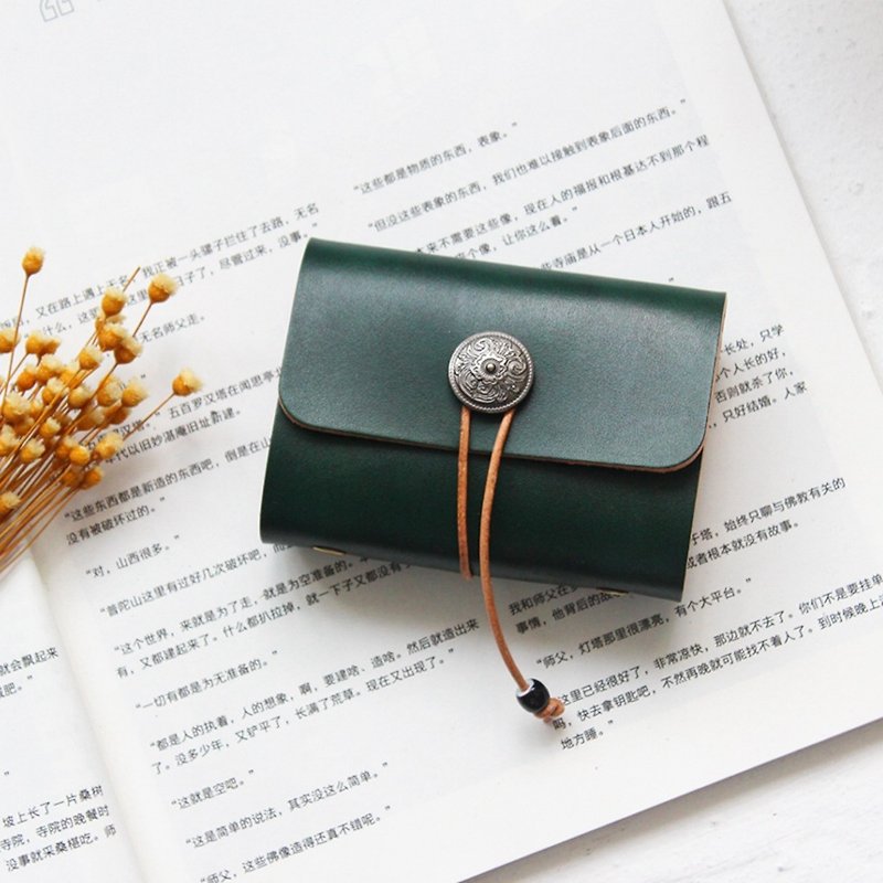 Dark green 20 card position leather card holder vegetable tanned leather business card holder business card set can be customized - Card Holders & Cases - Genuine Leather Green