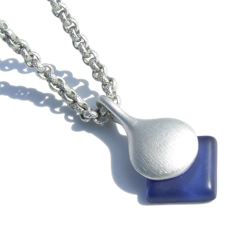 Vintage WESTERN GERMANY blue parts design necklace - สร้อยคอ - พลาสติก สีน้ำเงิน