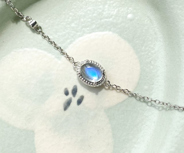 turquoise and moonstone natural stone natural turquoise moonstone 925 silver necklace or bracelet 925 silver chain