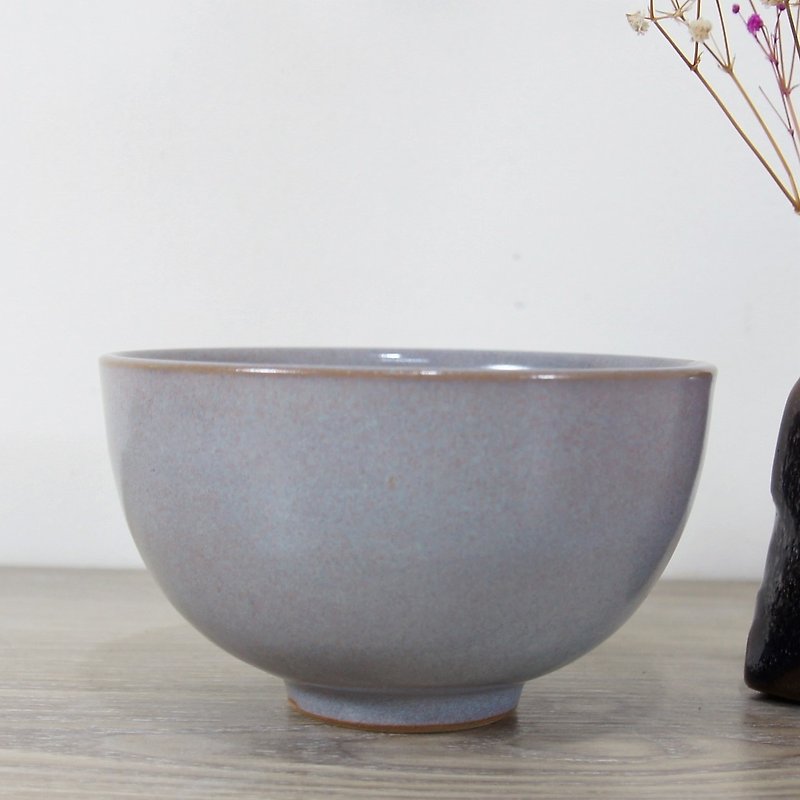 Green powder bowl, rice bowl, tea bowl-about 350ml - ถ้วยชาม - ดินเผา สีม่วง