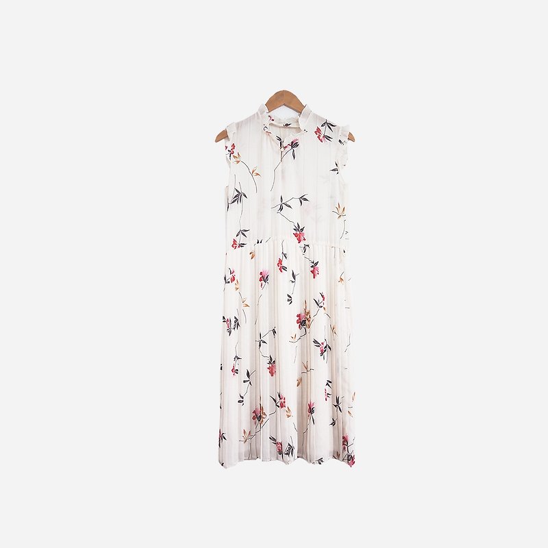 Dislocation vintage / flower handle pleated dress no.589 - One Piece Dresses - Other Materials White