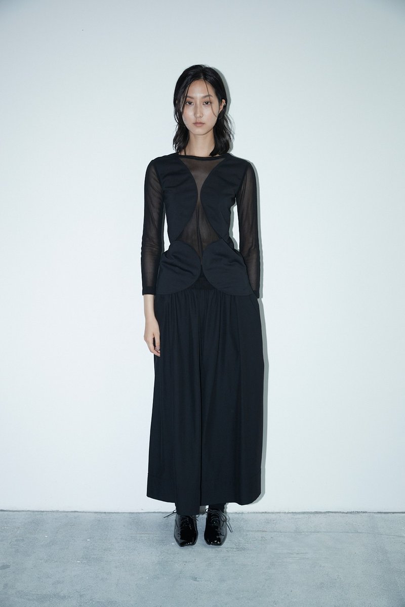 弧形透膚上衣 - 女 T 恤 - 聚酯纖維 