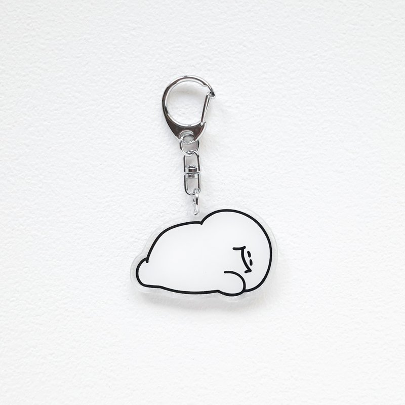 H Zai Acrylic Pendant Keychain - Lazy Ghost - ที่ห้อยกุญแจ - อะคริลิค ขาว