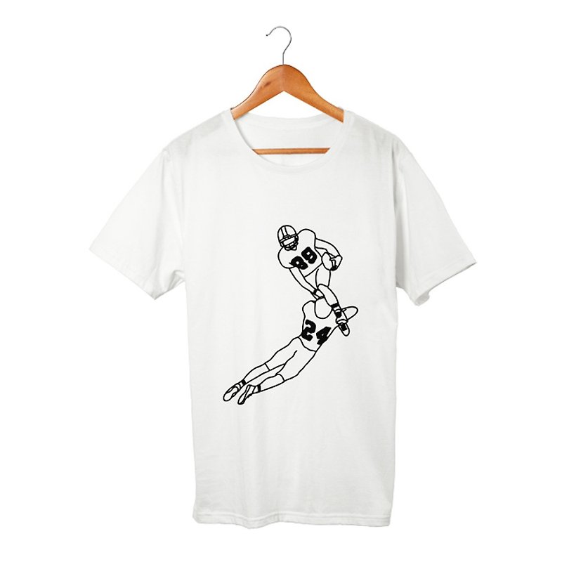 American Football T恤 - 男 T 恤 - 棉．麻 白色
