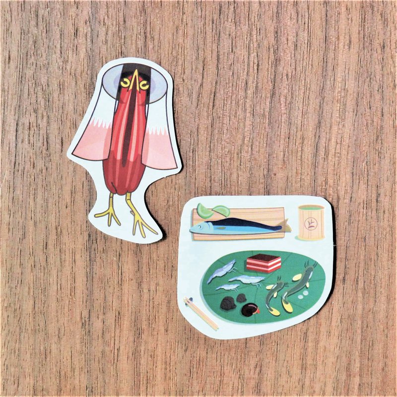 鳥貼紙 | 栗小鷺師弟 | 私房菜系列 - 貼紙 - 紙 紅色