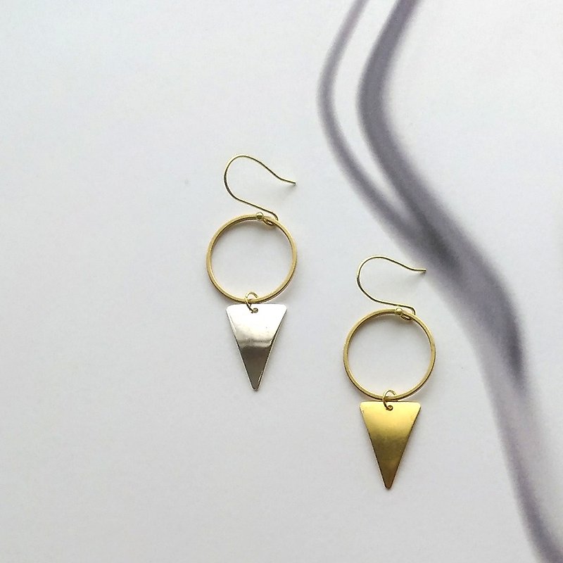 e101- Bronze pin clip earrings - ต่างหู - ทองแดงทองเหลือง สีทอง