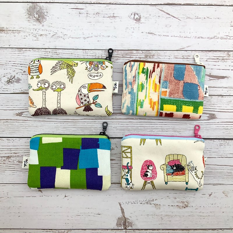 Japanese pure cotton paved small wallet/headphone bag/cosmetic bag - Coin Purses - Cotton & Hemp 
