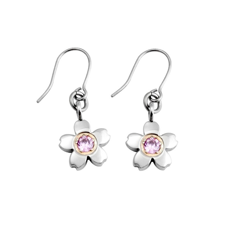 Cherry (S) - sweet heart powder pure titanium earrings - Earrings & Clip-ons - Other Metals Pink