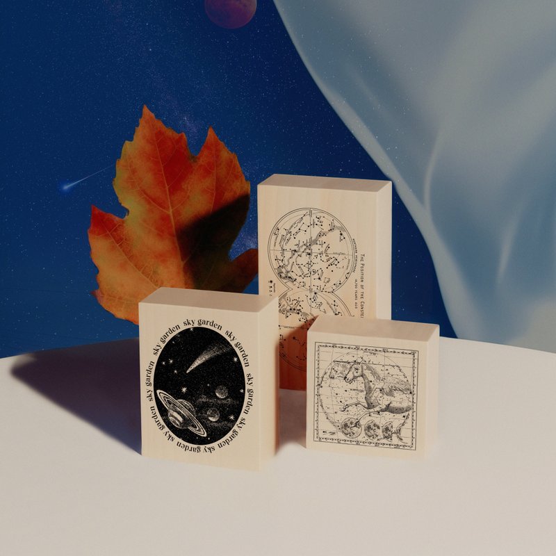 【Constellations】in1 made notebook retro constellation stamp European classical maple seal - Stamps & Stamp Pads - Wood 