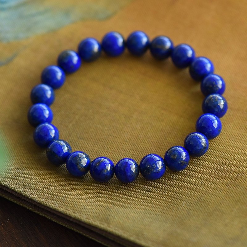 The finest natural Afghan imperial lapis lazuli bracelet, imperial cyan, slightly white and less gold - Bracelets - Crystal 