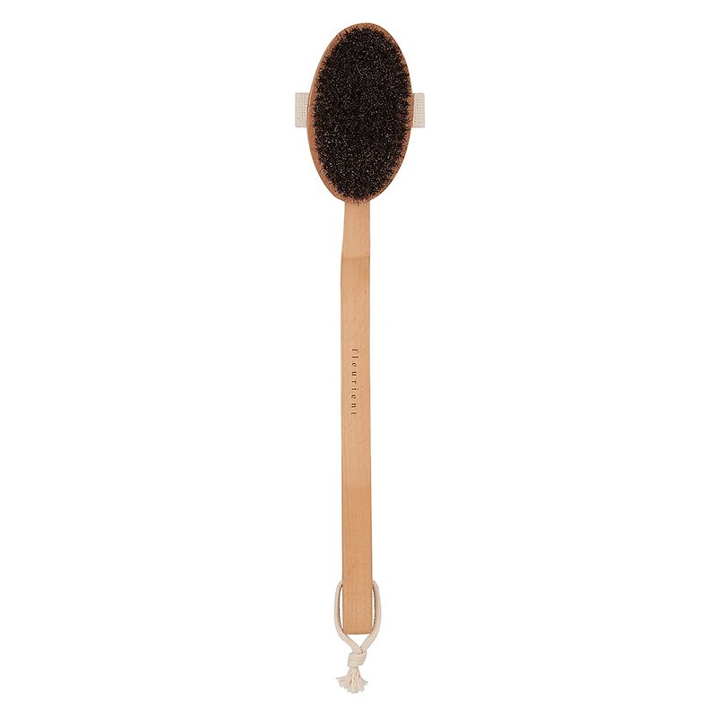 Log black porpoise hair dual-use long handle bath brush (removable) - ครีมอาบน้ำ - ไม้ สีนำ้ตาล