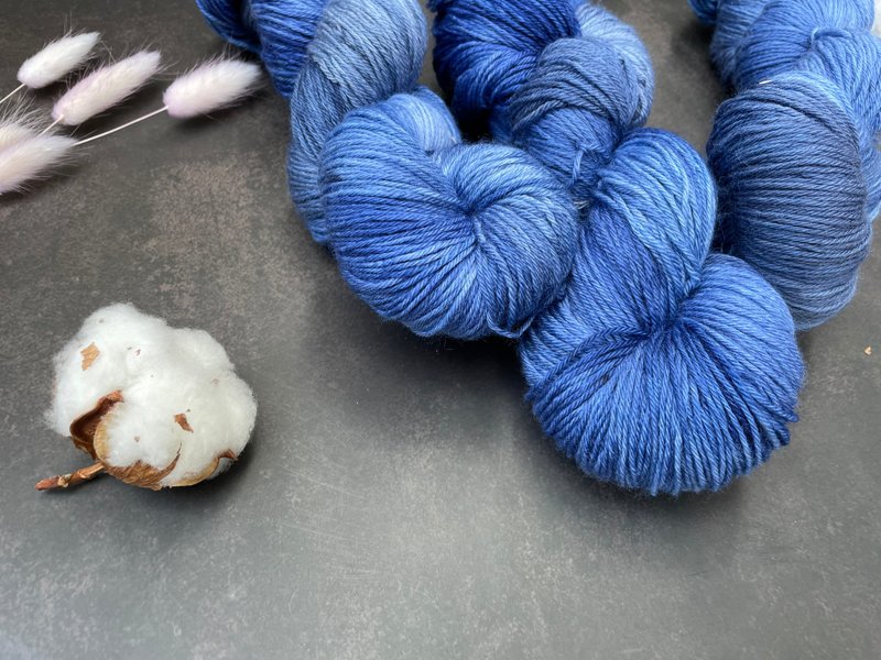 Hand dyed thread-Deep Sea - Knitting, Embroidery, Felted Wool & Sewing - Wool Blue