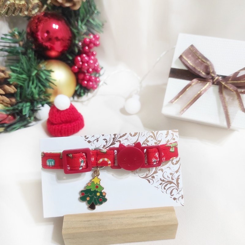 Christmas red x Christmas tree. Daily Collar-Red丨Cat Rabbit Dog Pet Collar Collar Christmas - Collars & Leashes - Other Materials Red