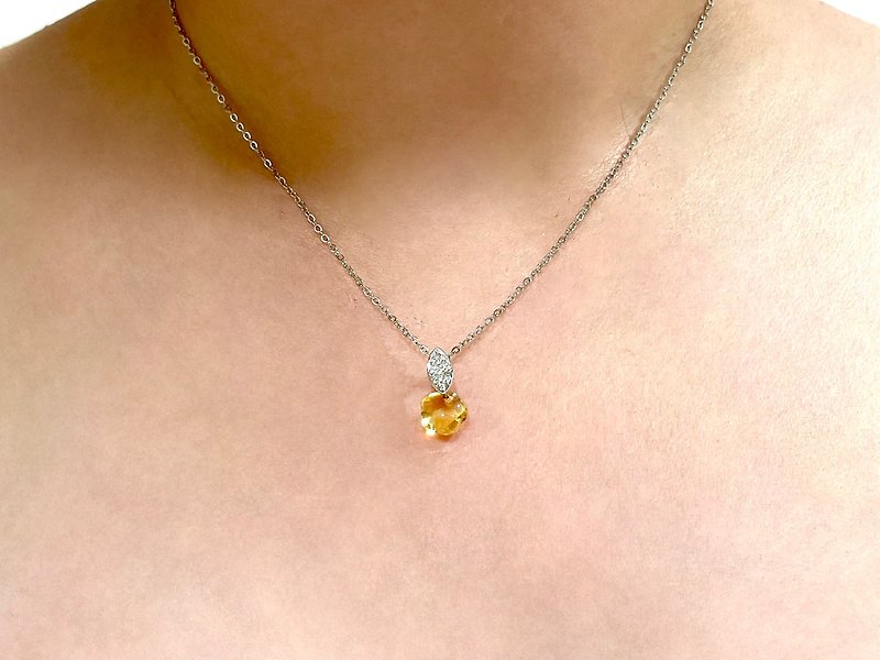 Crystal Necklaces Yellow - Sunflower | Natural Diamond Citrine Necklace