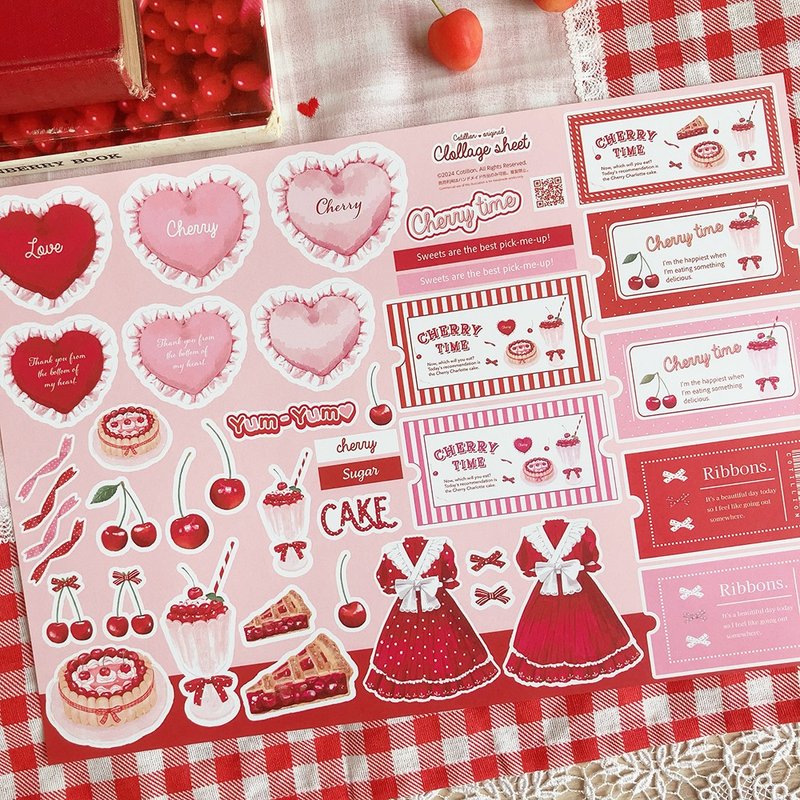 Cherry time collage sheet - อื่นๆ - กระดาษ สีแดง