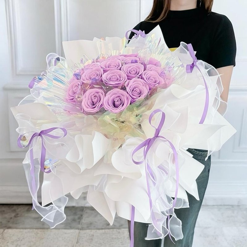 炫彩夏戀蕾絲風香水玫瑰巨型花束 - 乾燥花/永生花 - 植物．花 多色