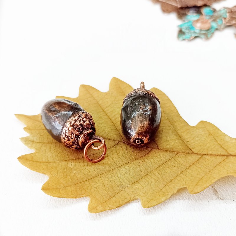 Acorn necklace Real acorn jewelry Gift for her Birthday gift - 項鍊 - 銅/黃銅 咖啡色