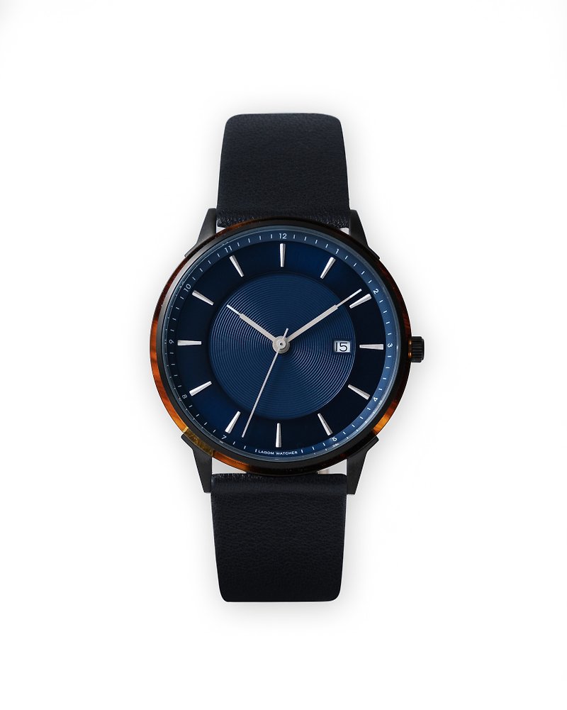 BÖRJA LW-025 黑殼深海藍色面黑色皮錶帶 - 男裝錶/中性錶 - 其他金屬 黑色