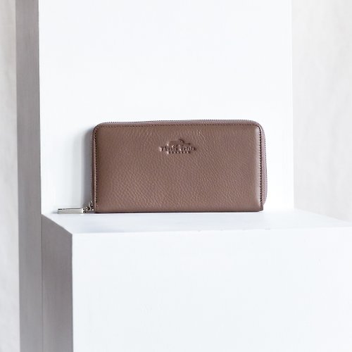 Thesis Crisis LUCKY-WOMEN MINIMAL LONG SOFT COW LEATHER WALLET-TAUPE/BROWN