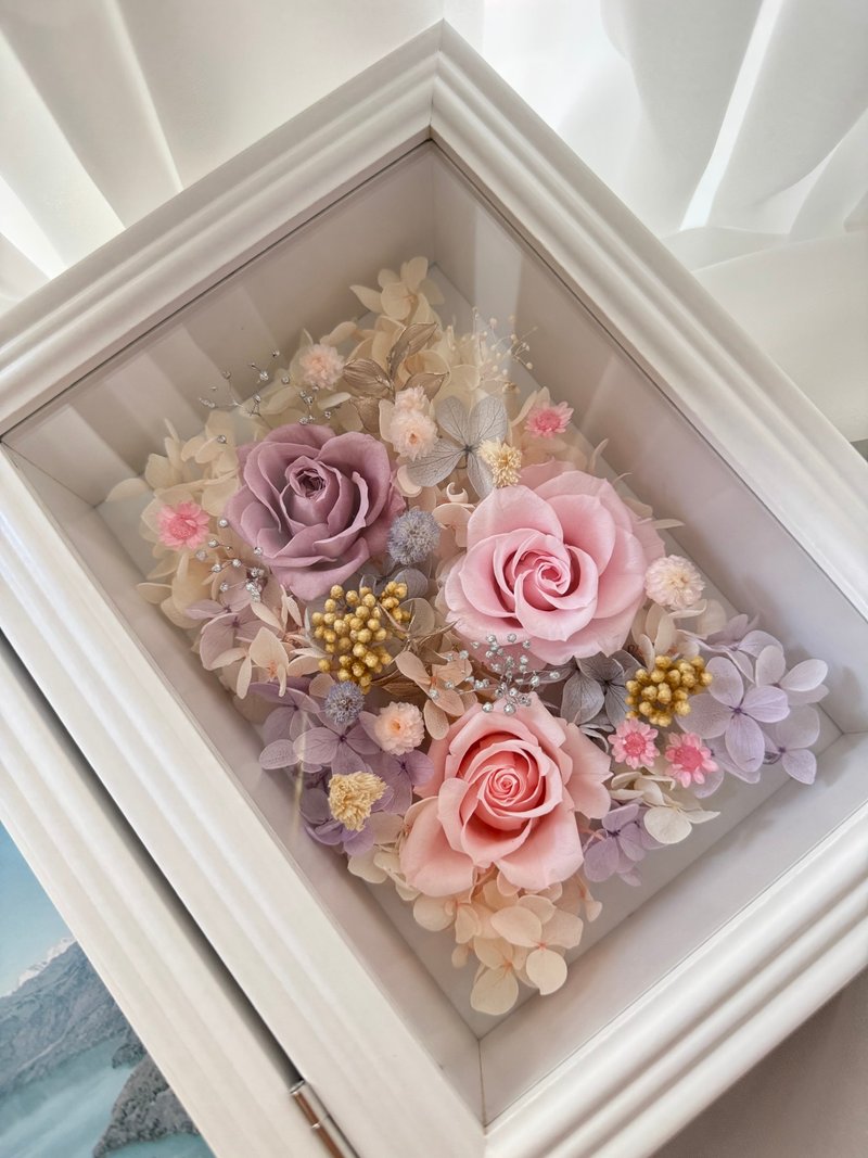 Preserved flower photo frame 7 inch photo frame pollen purple style - Dried Flowers & Bouquets - Plants & Flowers 