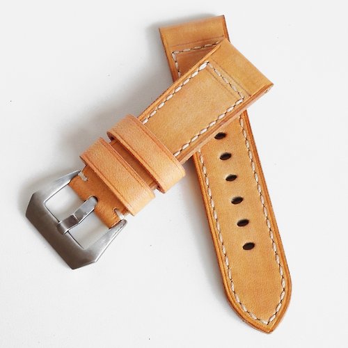 Leoni handmade 沛納海的表帶。PAM表帶。真正的皮革。顏色 米色桃紅色