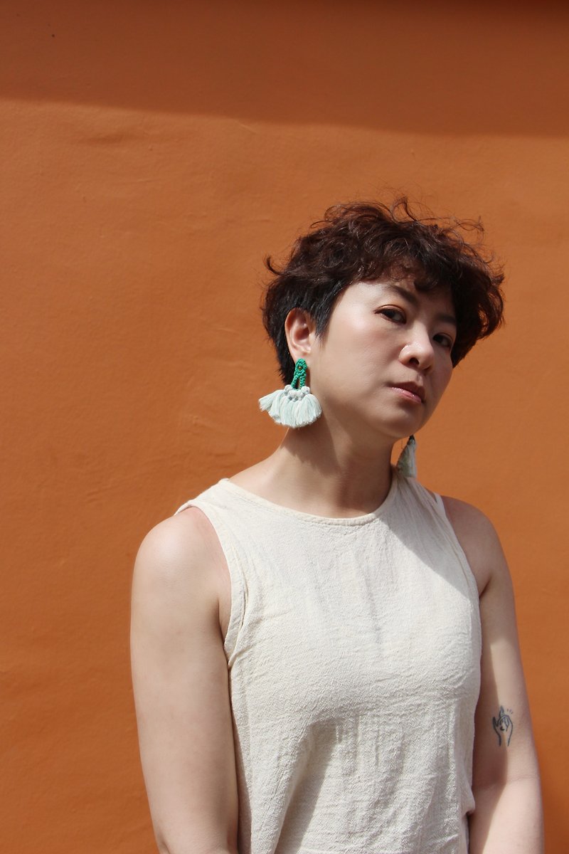 Summer dance earring- Bright Green - Earrings & Clip-ons - Cotton & Hemp Black