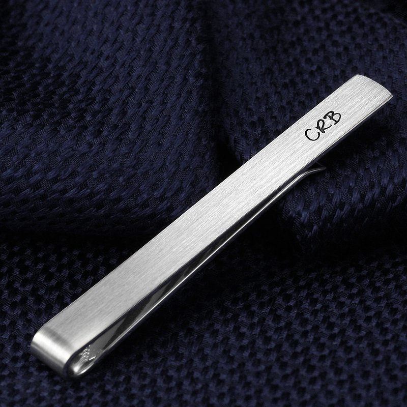 Personalized Tie Clip monogram - Sterling silver Tie Clip engraved - Wedding Tie Clip - Ties & Tie Clips - Other Metals Silver