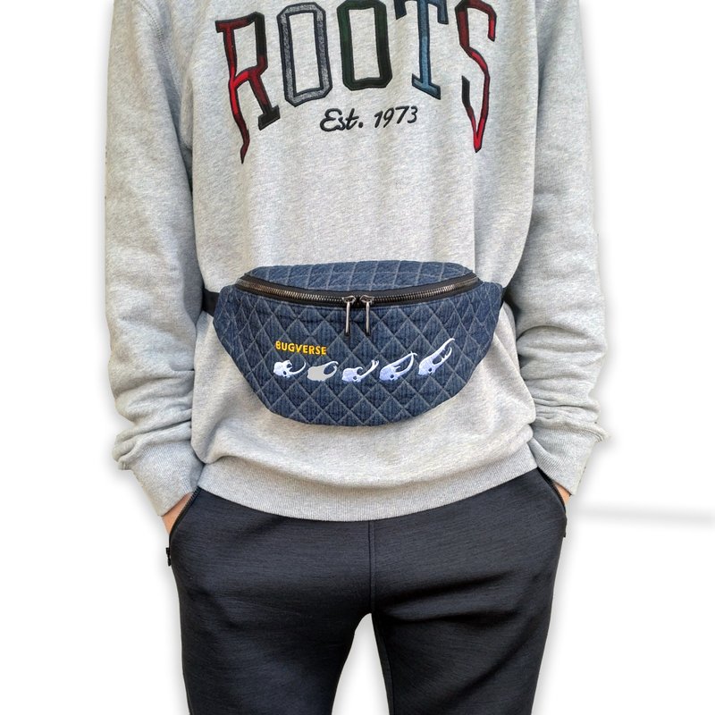 Unicorn Denim Embroidered Belt Bag(small size) - Messenger Bags & Sling Bags - Cotton & Hemp Blue