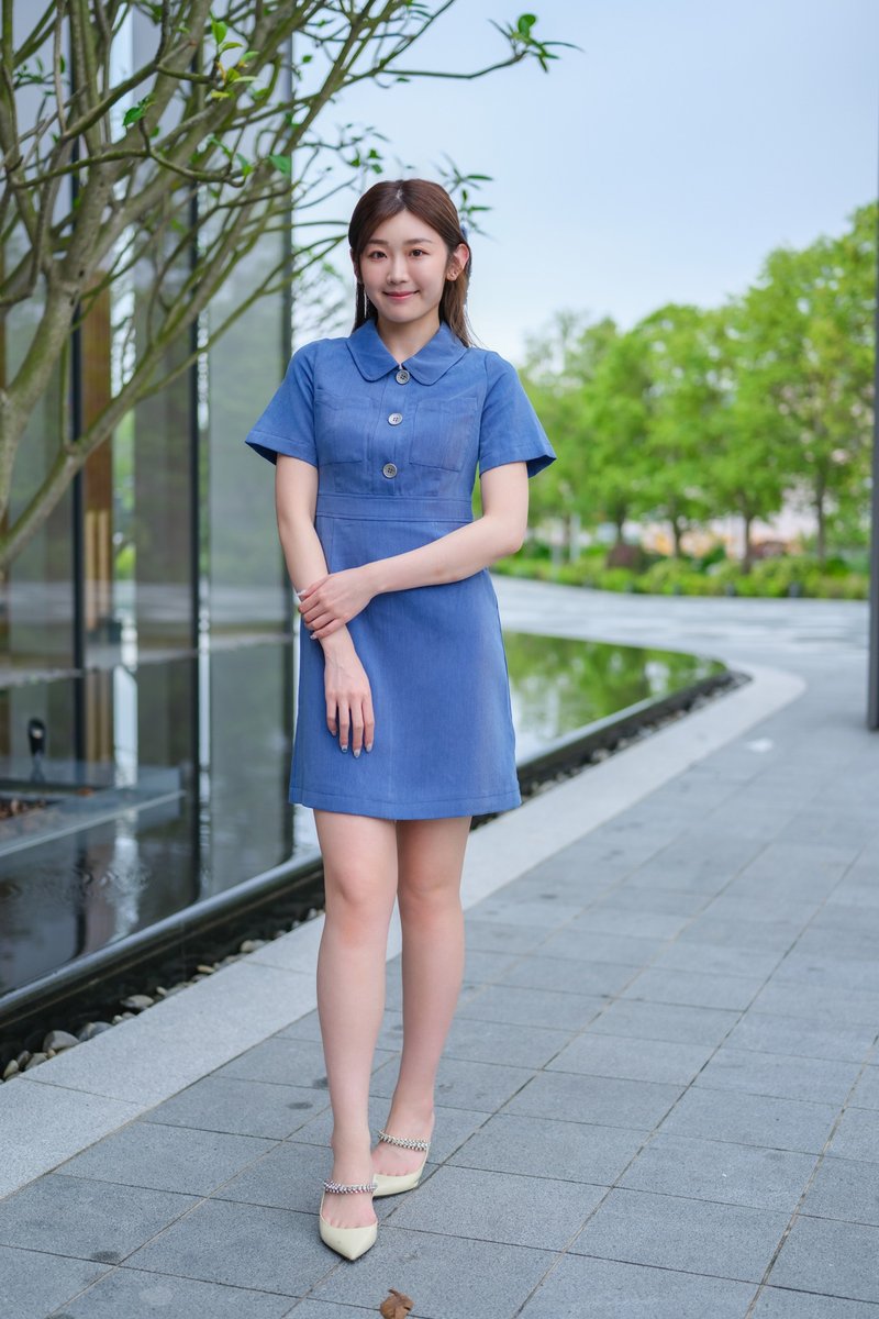 Lorraine blue dress - ชุดเดรส - ไฟเบอร์อื่นๆ สีน้ำเงิน