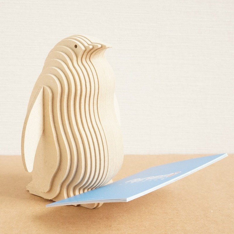 Wooden Penguin Business Card Holder - ที่ตั้งบัตร - ไม้ สีนำ้ตาล