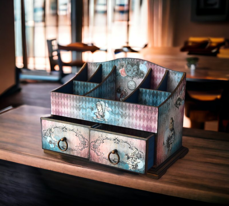 Alice in Wonderland cosmetics organizer. Jewelry storage cabinet. - 居家收納/收納盒/儲物盒 - 木頭 粉紅色