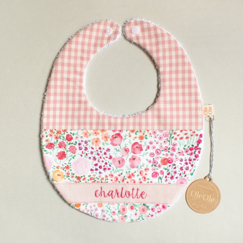 OleOle Personalized Baby Bib | Cherry - ผ้ากันเปื้อน - ผ้าฝ้าย/ผ้าลินิน สึชมพู