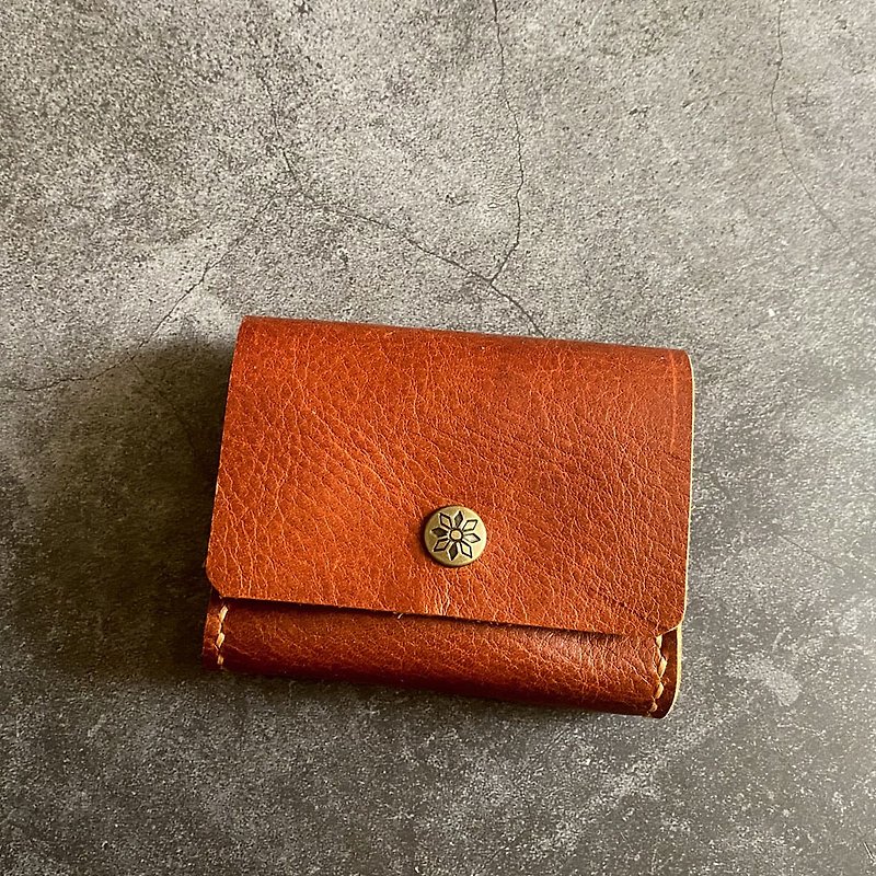 U6.JP6 handmade leather goods-pure handmade imported cowhide-simple coin purse (210104) - กระเป๋าใส่เหรียญ - หนังแท้ สีนำ้ตาล