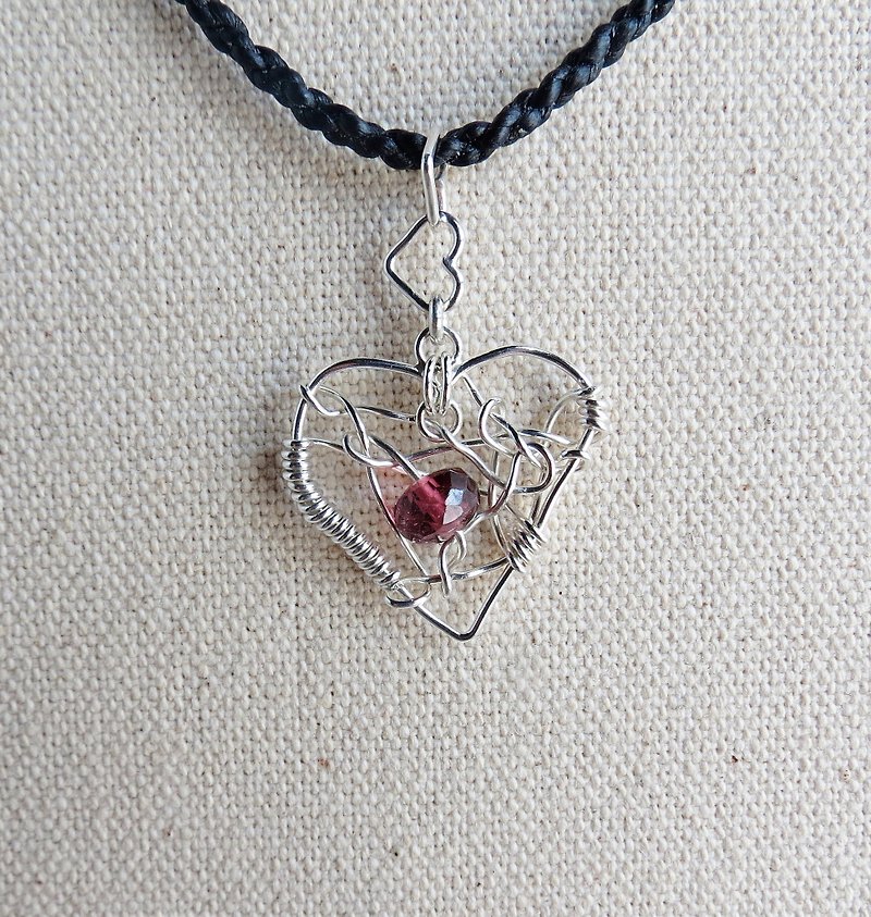 [Opium poppy ﹞ ﹝ love ‧ chain] Silver ******fashion "heart" wax line silk pink tourmaline necklace****** Dr. Peach Oh! - Necklaces - Gemstone 