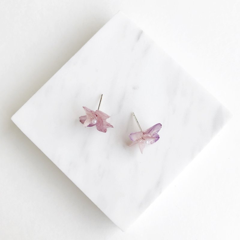 [フルールダムール]アジサイ3次元実の花（紫）S925スターリングシルバースタッドピアス耳のクリスマスプレゼント - ピアス・イヤリング - 寄せ植え・花 パープル
