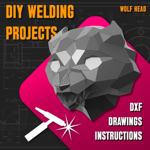 DIY Welding Projects Welding Project Plans Drawings Wolf Head (DXF, PDF)