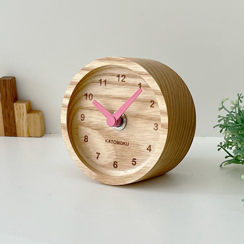 KATOMOKU mini clock 2 Ash Limited edition km-125 light pink made in Japan - Clocks - Wood Pink