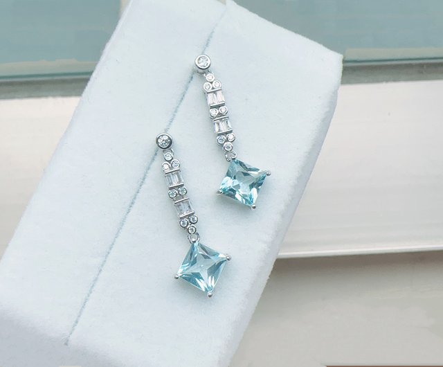 Natural Blue popular Topaz Sterling Silver Earrings