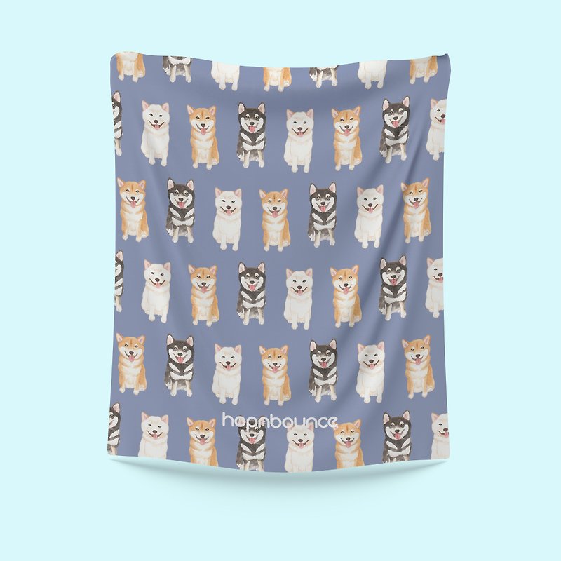Shiba Inu Blanket Puppy Air Conditioning Blanket Warm Blanket Quilt Blanket Warm Blanket Pet Cover - Blankets & Throws - Cotton & Hemp Blue