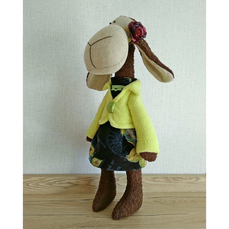 Sheep toy, Sheep stuffed animal, Ring bearer gift, Sheep doll - 公仔/玩偶 - 亞麻 綠色