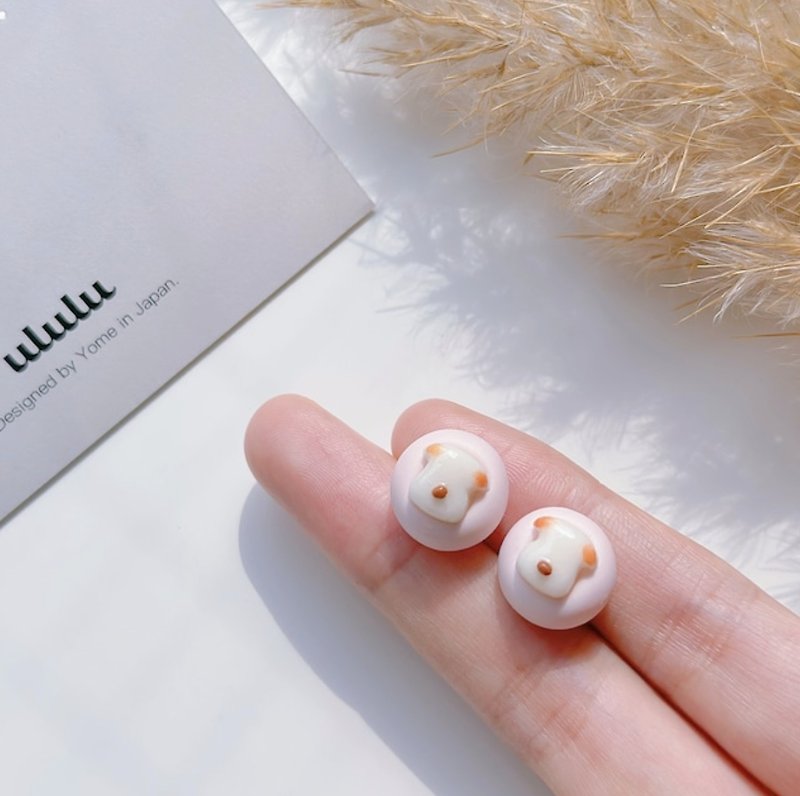 Puppy Marshmallow Cookie Earring Accessory Pink - ต่างหู - ดินเหนียว 