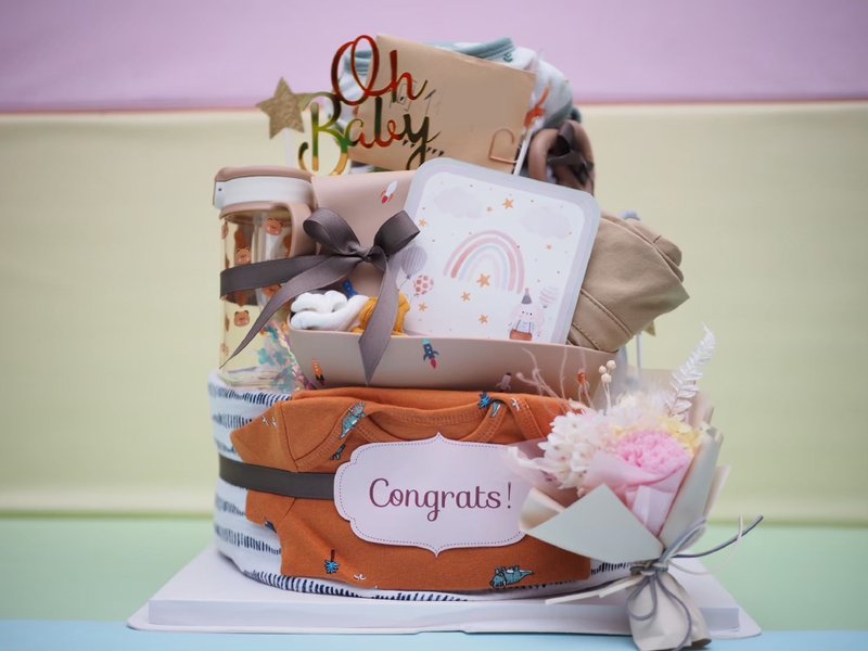 Newborn first month gift, baby diaper cake, birthday gift, Babyshower, customized first month gift - ของขวัญวันครบรอบ - วัสดุอื่นๆ หลากหลายสี