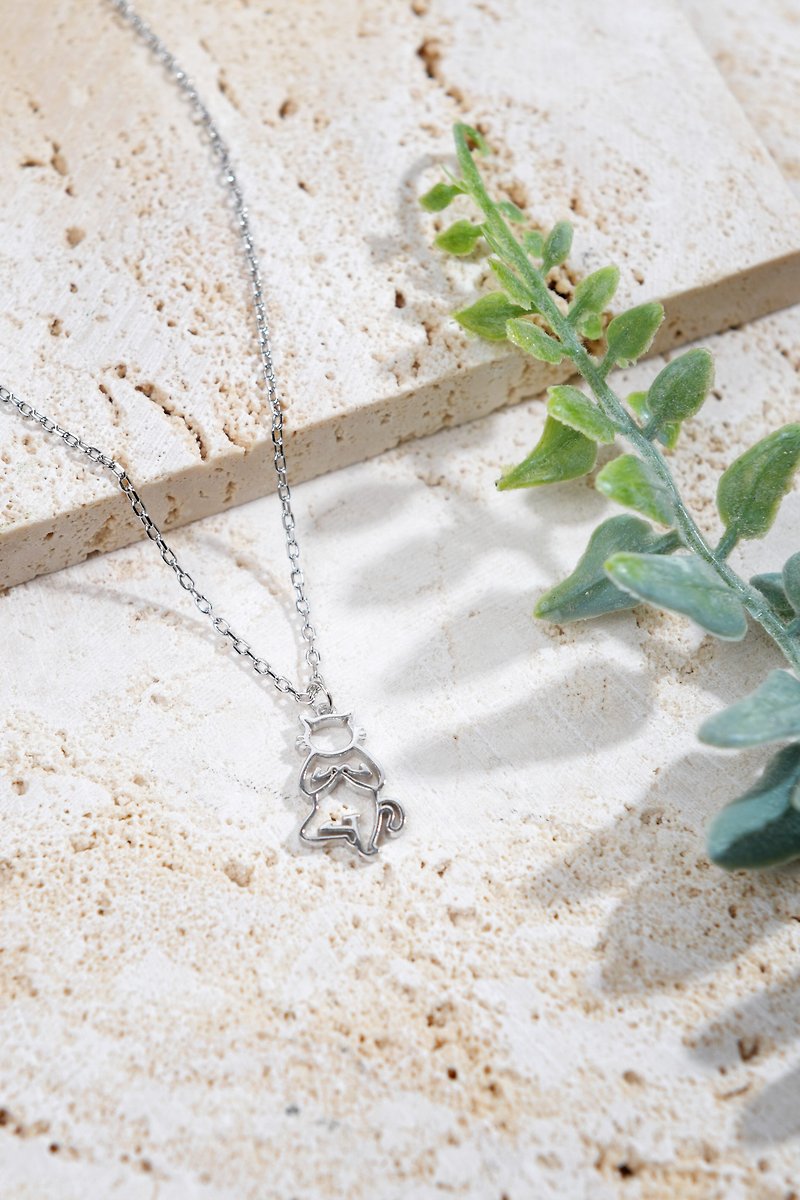 Yoga with Me-ow Necklace – Tree - Necklaces - Sterling Silver Silver