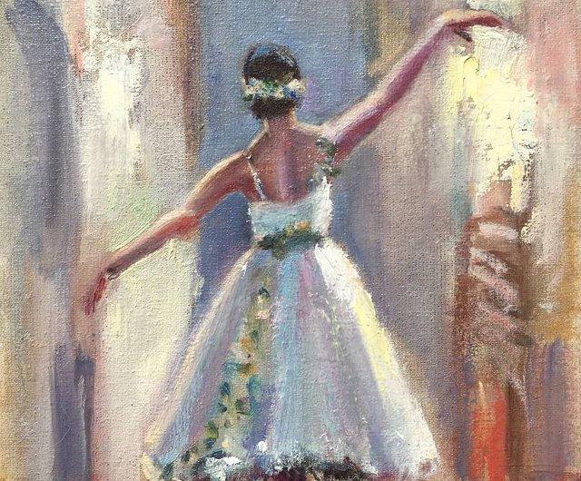額入りバレリーナ絵画 オリジナル少女女性ダンサー印象派バレエ