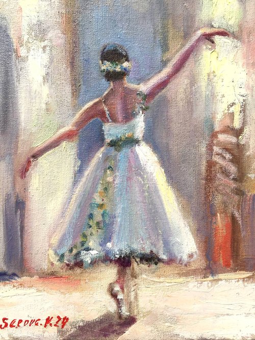 絵画 インテリア 額付(銀) 油絵 F4-040414 可愛い女の子（バレエ） 絵画 インテリア 額付(銀) 油絵 F4-040414 可愛い女の子（バレエ