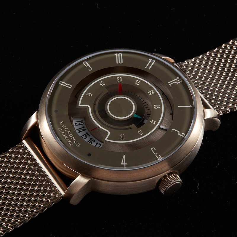 LECRONOS Race For Vintage Collection - Brown & Khaki Bracelet - นาฬิกาผู้ชาย - สแตนเลส สีนำ้ตาล