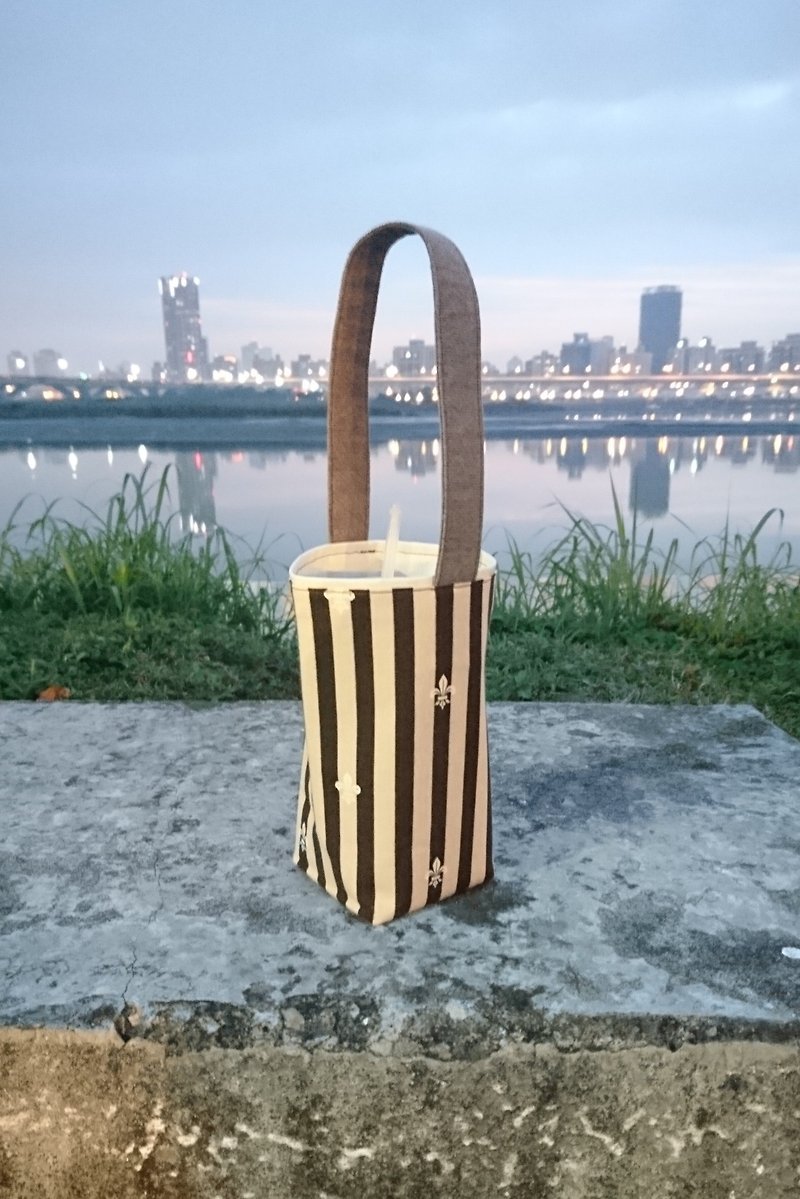 [BD/Beverage Bag]Stripes.Powder Orange - Beverage Holders & Bags - Cotton & Hemp Pink