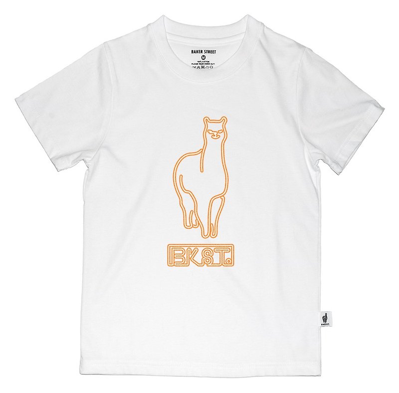 British Fashion Brand -Baker Street- Neon Alpaca Printed T-shirt for Kids - Tops & T-Shirts - Cotton & Hemp White